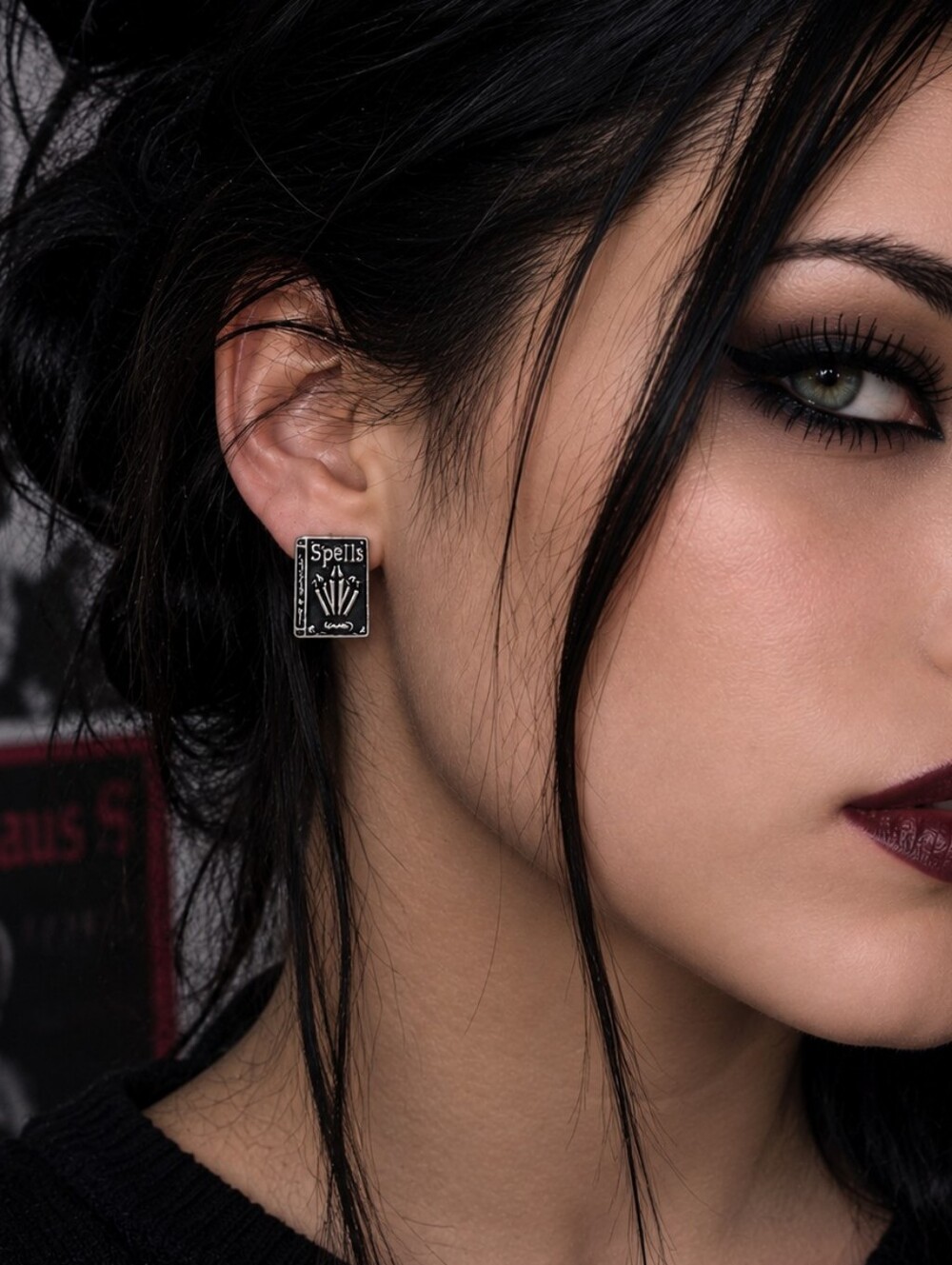 Gothic Witch Spell Book Mini Stud Earrings Whimsigoth Halloween Fashion Jewelry